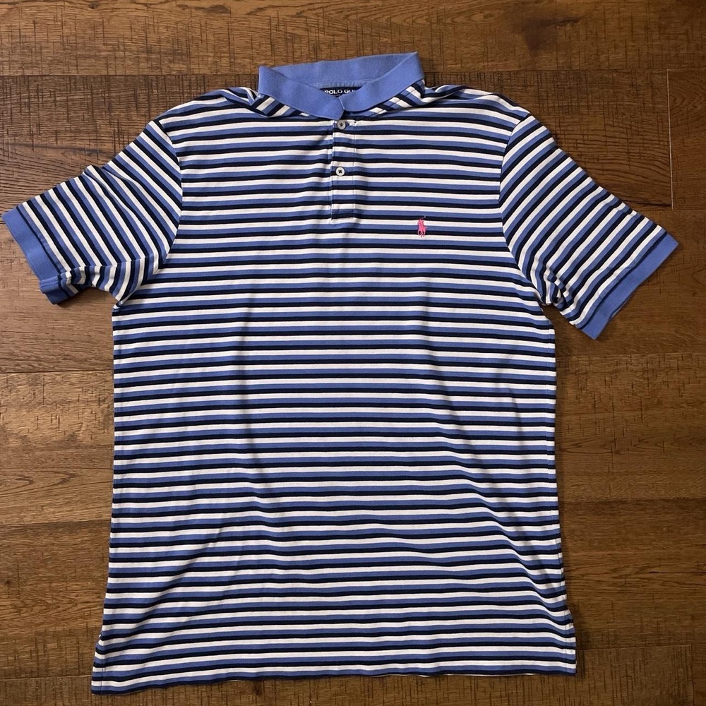 Polo Golf Ralph Lauren Polo Shirt Mens XL Blue Preppy Striped Pima Cotton